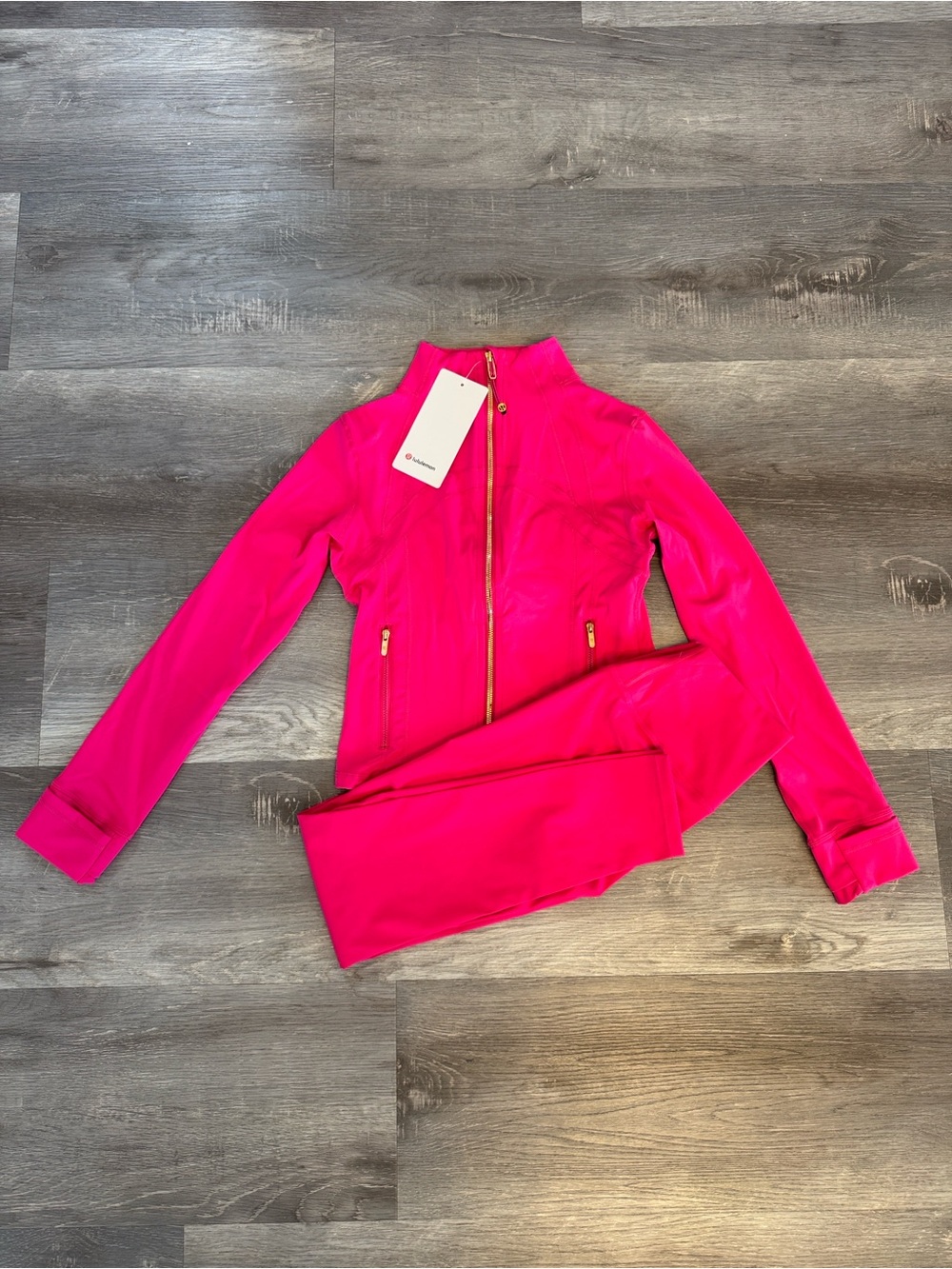 Lululemon Women's Hot Pink Zip-Front Jacket and Leggings Set